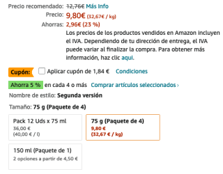 4 Pack Colgate Max White One pasta de dientes Blanqueadora 75ml por 6,96€