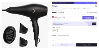 Secador de pelo iónico con 2600 W de potencia marca Cecotec por 14,26€