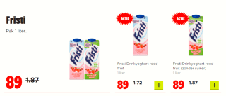 Fristi Pak 1 liter diverse varianten voor €0,89 bij Dirk