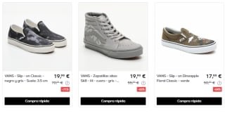 Ropa, calzado y accesorios Vans desde solo 1,50€ preciazos