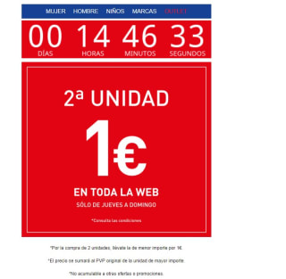 Segunda unidad por 1€ (la de menor importe)
