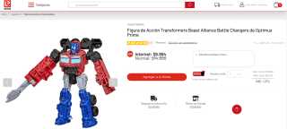 Figura de Acción Transformers Beast Alliance Battle Changers de Optimus Prime por $8.994