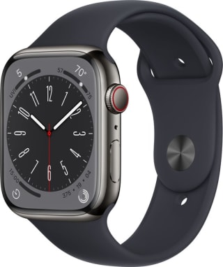 Apple Watch Series 8, 45mm, GPS + Cellular, RVS, Sportbandje Grafiet (Zwart) voor €599 bij Bol.com