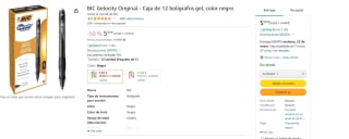 Caja de 12 bolígrafos gel marca BIC Gelocity Original color negro por 5,99€