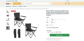 Set de 2 Sillas acampada plegable portátil por 21,59€