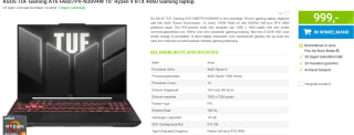 ASUS TUF Gaming A16 FA607PV-N3094W 16" Ryzen 9 RTX 4060 Gaming laptop voor €999 bij Megekko