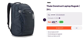 Thule Construct Laptop Backpack 24L Carbon Blue voor €49,95 bij Ibood