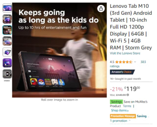 Score Lenovo Tab M10 (3rd Gen) Android tablet from Amazon as low as £119