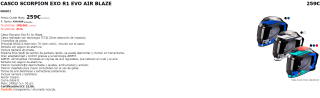 Casco Scorpion Exo R1 Air Blaze por 259€