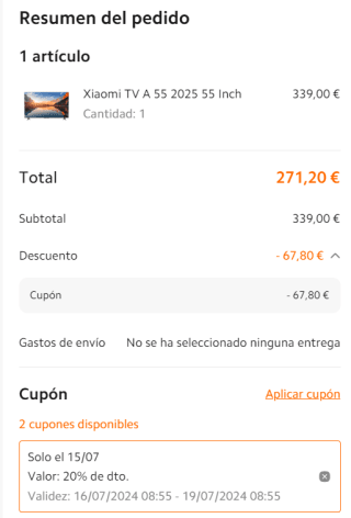Xiaomi TV A 55 2025 55 Inch por 271,20€