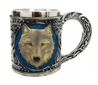Taza de Lobo Guerrero de acero inoxidable por $5.990