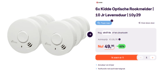 6x Kidde 10y29 optische rookmelder (10 jaar levensduur) voor €49,95 bij iBOOD
