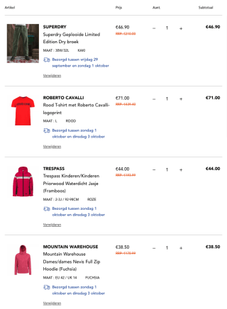 90% + 15% EXTRA korting bij Secret Sales