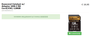 Exascend Catalyst w/ Adapter UHS-I SD Card(V30) 128GB voor €19,95 bij Foto Meinema