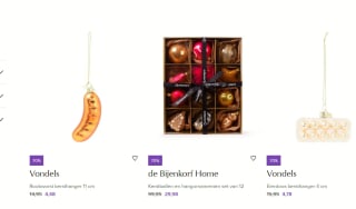 70% korting op alle kerstartikelen bij de Bijenkorf