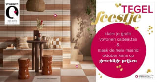 Gratis goedgevulde vtwonen giftbag voor 1e 10 bezoekers bij de dealers van vtwonen tegels by Douglas & Jones op 12 oktober