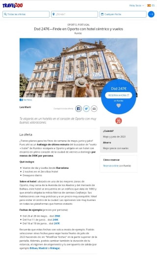 Finde en Oporto Vuelos+Hotel desde 247€ por persona.
