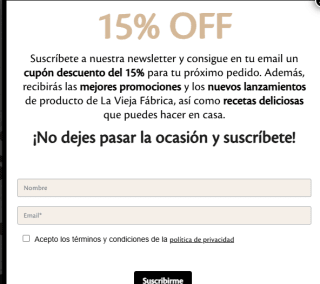 15% descuento para tu primer peddo en La vieja fábrica