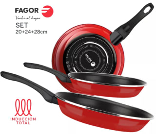 Juego de Sartenes FAGOR OPTIMAX ROJA, por solo 12,62€