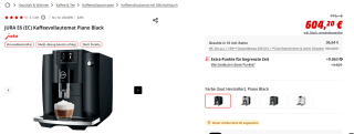 JURA E6 - Piano Black 2022 voor €604,20 bij de MediaMarkt in Duitsland