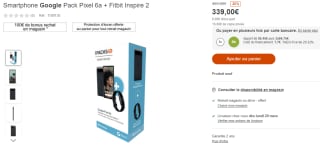 Smartphone 6.1" Google Pixel 6A à 339€