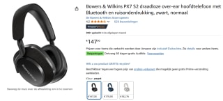 Bowers & Wilkins - Px7 S2 - Over-ear koptelefoon voor €147 bij Amazon.