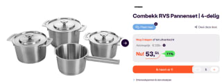 COMBEKK Sous-Chef 4-delige RVS Pannenset - gerecycled aluminium voor €53,51 bij iBOOD