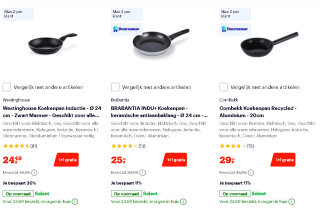 1+1 gratis op pannen bij Bol.com