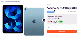 Apple iPad Air 2022 WiFi 64GB voor €519,95 bij Ibood