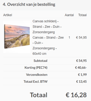 Canvas schilderij met collectiebeeld 60x40 cm voor €14,29 dmv code bij CanvasCompany
