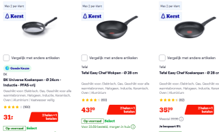 2 pannen halen = 1 betalen op pannen van bv Tefal, BK en meer bij Bol