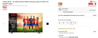 TV Mini LED 65" TCL 65C6K, UHD 4K, AiPQ Pro Processor, Smart TV, DVB-T2 por 599€