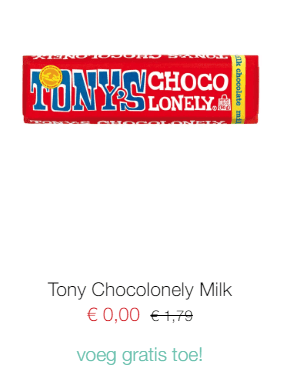 Gratis Tony chocoladereep bij je brievenbus cadeau bij Bloompost