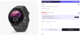 Smartwatch Garmin Forerunner 255 por 216,75€ (cuenta nueva por 204,75€)