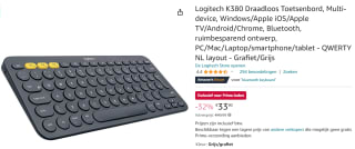 Logitech K380 Draadloos Toetsenbord voor €33,90 bij Amazon