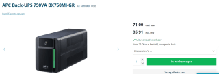 APC Back-UPS 750VA BX750MI-GR 4x Schuko, USB voor €85,91 bij Kommago