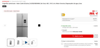 Frigorífico americano Haier Cube 83 Series 3 HCR3818EWMM 463 l, 181.5 cm + 50 € de Reembolso por 559€