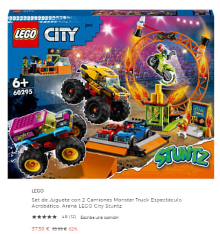 Set de Juguete con 2 Camiones Monster Truck Espectáculo Acrobático: Arena LEGO City Stuntz por 37.5€