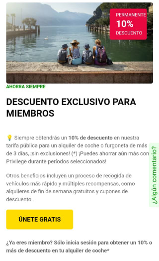 -10% dto para miembros de Europcar