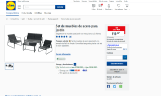 conjunto de 4 piezas de muebles de acero para jardín por 119,99€