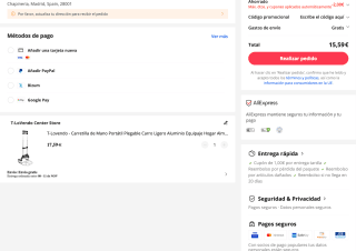 Carretilla de Mano Portátil Plegable MAX 75KG Aluminio a solo 15,59€