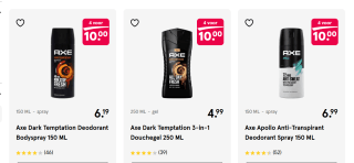 4 Axe producten voor €10 bij de Etos