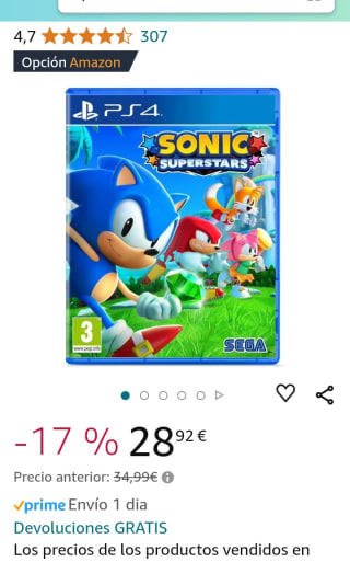 Sonic Superstars PS4 por 28,92€.