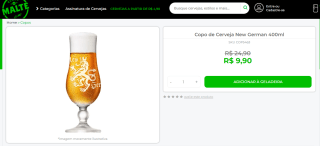 Copo de Cerveja da New German de 400ml - R$ 9,90