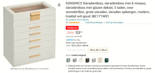 SONGMICS sieradendoos met 6 niveaus voor €33,99 bij Amazon