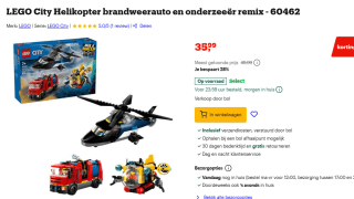 LEGO City Helikopter brandweerauto en onderzeeër remix (60462) voor €35,99 bij Bol