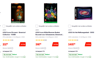 Tot 27% korting op LEGO eyecatchers zoals o.a. van LEGO Botanicals & Art bij Bol