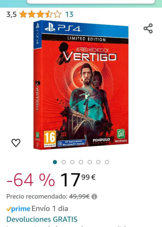 Alfred Hitchcock Vertigo Limited Edition PS4 por 17,99€.