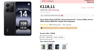 Xiaomi Redmi Note 14 6GB/128GB voor €118,11 bij Aliexpress