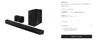 Samsung Barra de sonido 2022 HW-Q990B con Dolby Atmos por 339,20€